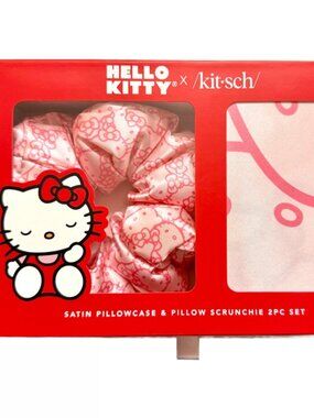 Hello Kitty x Kit•sch Satin Pillowcase & Pillow Scrunchie 2pc Standard/Queen Set